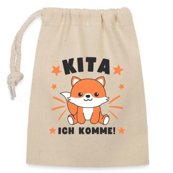 Kita Ich Komme Kitakind Fuchs - Verschließbarer Geschenkbeutel aus Baumwolle (14x20cm) - Natur - Vorne