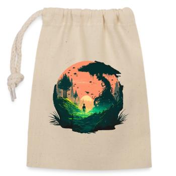 Verrückte Welt - Verschließbarer Geschenkbeutel aus Baumwolle (14x20cm) - Natur - Vorne