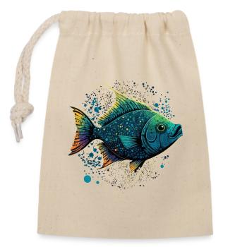Fish with an open Mouth - Closable cotton gift bag (14x20cm) - nature - Front
