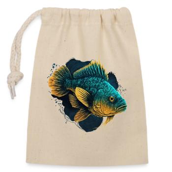 Chinese Fish - Closable cotton gift bag (14x20cm) - nature - Front