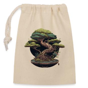 Geschnitzter Bonsai-Baum - Verschließbarer Geschenkbeutel aus Baumwolle (14x20cm) - Natur - Vorne