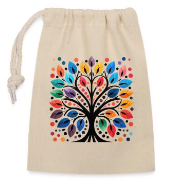 Arbre de vie coloré : Dot Art pour T-shirts - Sac cadeau en coton avec cordon (14 x 20 cm) - nature - Devant