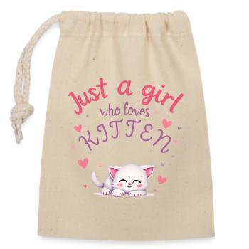 Just a girl who loves kitten cute kitten kawaii - Closable cotton gift bag (14x20cm) - nature - Front