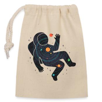 Astronaut Space Graphic - Closable cotton gift bag (14x20cm) - nature - Front