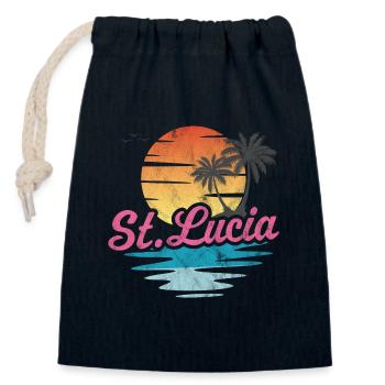 St Lucia - Closable cotton gift bag (14x20cm) - navy - Front