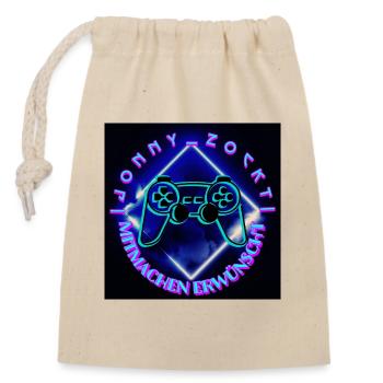 Jonny Zockt Participation desired LOGO 2023 - Closable cotton gift bag (14x20cm) - nature - Front