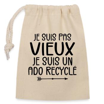 Je Suis Pas Vieux Je Suis Un Ado Recyclé - Sac cadeau en coton avec cordon (14 x 20 cm) - nature - Devant