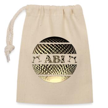 Abi - Abiball in gold - Verschließbarer Geschenkbeutel aus Baumwolle (14x20cm) - Natur - Vorne