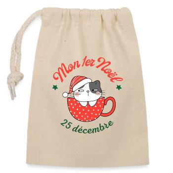 Mon 1er Noël - Sac cadeau en coton avec cordon (14 x 20 cm) - nature - Devant