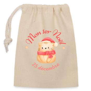 Mon premier Noël - Sac cadeau en coton avec cordon (14 x 20 cm) - nature - Devant