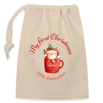 Le premier Noël de bébé - Sac cadeau en coton avec cordon (14 x 20 cm) - nature - Devant