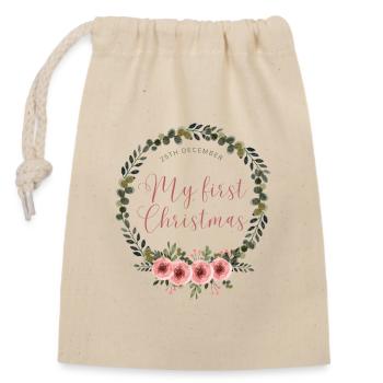 My 1st Christmas - Closable cotton gift bag (14x20cm) - nature - Front