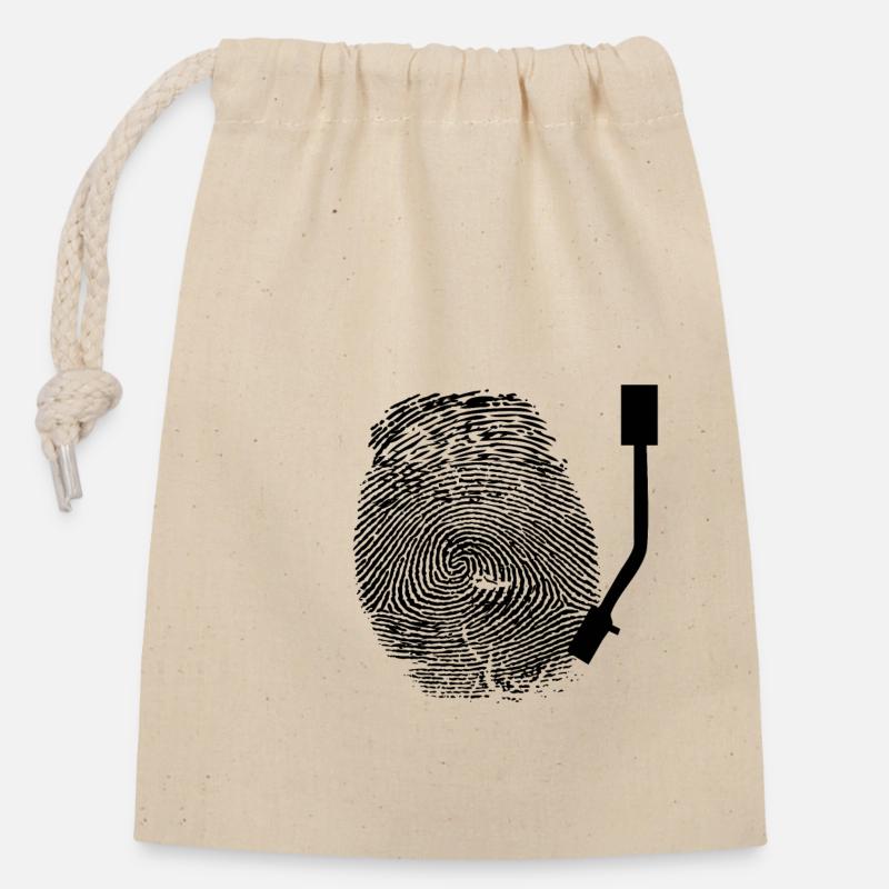 DJ Fingerprint - Closable cotton gift bag (14x20cm) - nature