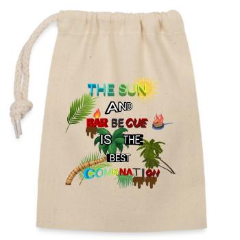 The sun and the barbecue - Closable cotton gift bag (14x20cm) - nature - Front