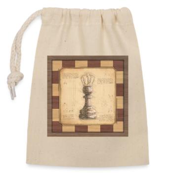 Schach König / Königin. Altmodischer vintage Stil. - Verschließbarer Geschenkbeutel aus Baumwolle (14x20cm) - Natur - Vorne