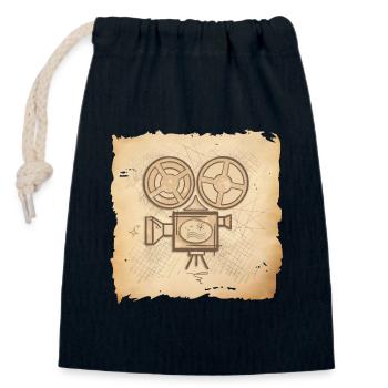 Vintage Filmprojektor Film Regisseur Schauspieler - Verschließbarer Geschenkbeutel aus Baumwolle (14x20cm) - Navy - Vorne