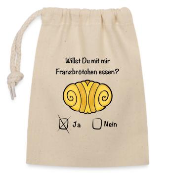 Voulez-vous manger du Franzbroetchen ? - Sac cadeau en coton avec cordon (14 x 20 cm) - nature - Devant