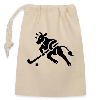 Cow Bull Hockey Player Silhouette Minimalist - Closable cotton gift bag (14x20cm) - nature - Front