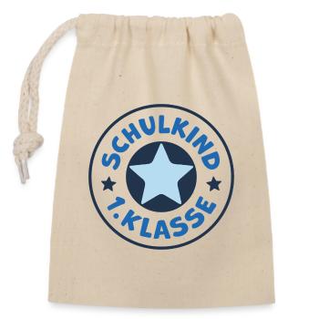 Schulkind 2026 Einschulung Schulanfang Erstklassig - Verschließbarer Geschenkbeutel aus Baumwolle (14x20cm) - Natur - Vorne