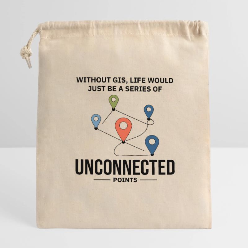 GIS Unconnected Points Map Data Analysis Closable cotton gift bag (14x20cm)