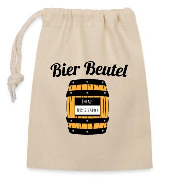 Bier Beutel lustiger Turnbeutel Geschenkbeutel SW - Verschließbarer Geschenkbeutel aus Baumwolle (14x20cm) - Natur - Vorne