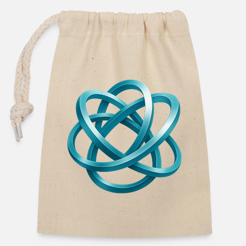 Blue braided knot design - Closable cotton gift bag (14x20cm) - nature