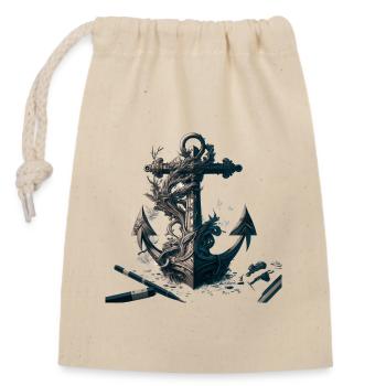 Cool, ancre maritime dans le look de navire - Sac cadeau en coton avec cordon (14 x 20 cm) - nature - Devant