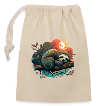 mignon, paresseux endormi, mode du sommeil - Sac cadeau en coton avec cordon (14 x 20 cm) - nature - Devant