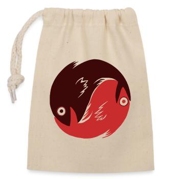 Ying Yang - Fische rot - Verschließbarer Geschenkbeutel aus Baumwolle (14x20cm) - Natur - Vorne