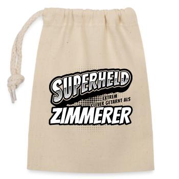 Superheld, clever getarnt als Zimmerer - Verschließbarer Geschenkbeutel aus Baumwolle (14x20cm) - Natur - Vorne