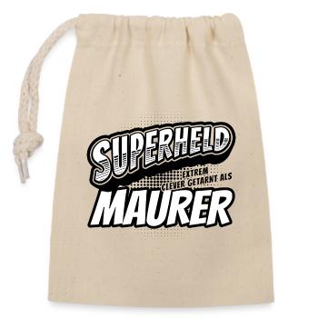 Superheld, clever getarnt als Maurer - Verschließbarer Geschenkbeutel aus Baumwolle (14x20cm) - Natur - Vorne