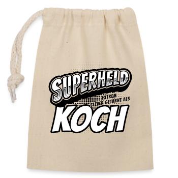 Superheld, clever getarnt als Koch - Verschließbarer Geschenkbeutel aus Baumwolle (14x20cm) - Natur - Vorne