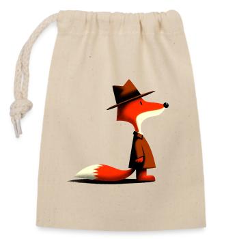 Détective Fox - Sac cadeau en coton avec cordon (14 x 20 cm) - nature - Devant