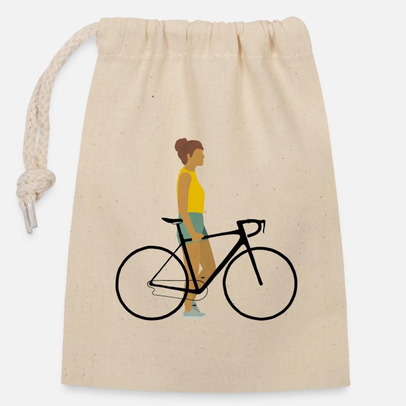 Fahrradliebe! - Verschließbarer Geschenkbeutel aus Baumwolle (14x20cm) - Natur