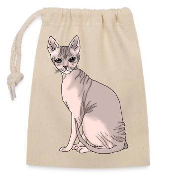 Sphynx - Verschließbarer Geschenkbeutel aus Baumwolle (14x20cm) - Natur - Vorne