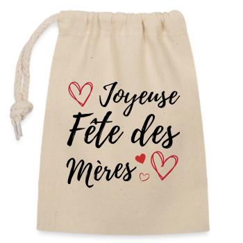 Joyeuse fête des mères - Sac cadeau en coton avec cordon (14 x 20 cm) - nature - Devant