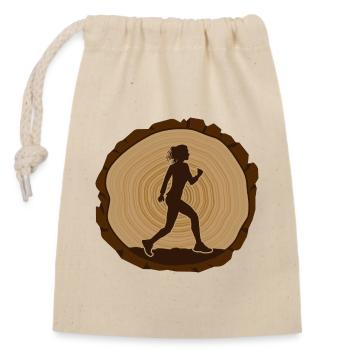 Waldläuferin läuft Trailrunning Marathon Laufband - Verschließbarer Geschenkbeutel aus Baumwolle (14x20cm) - Natur - Vorne