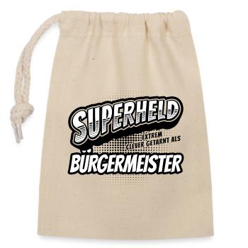 Superheld, clever getarnt als Bürgermeister - Verschließbarer Geschenkbeutel aus Baumwolle (14x20cm) - Natur - Vorne