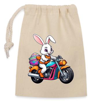 Lapin de Pâques cool sur moto Biker Bunny - Sac cadeau en coton avec cordon (14 x 20 cm) - nature - Devant