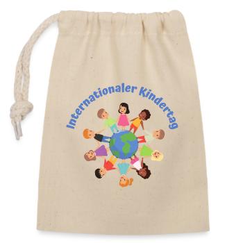 Internationaler Kindertag - Verschließbarer Geschenkbeutel aus Baumwolle (14x20cm) - Natur - Vorne