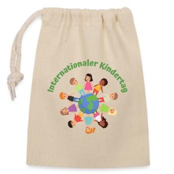 Internationaler Kindertag - Verschließbarer Geschenkbeutel aus Baumwolle (14x20cm) - Natur - Vorne