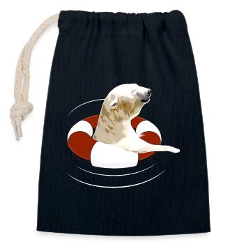 Eisbär mit Rettungsring - Verschließbarer Geschenkbeutel aus Baumwolle (14x20cm) - Navy - Vorne