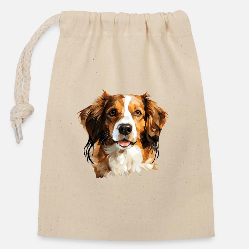 Kooikerhondje im Polygon Style - Verschließbarer Geschenkbeutel aus Baumwolle (14x20cm) - Natur