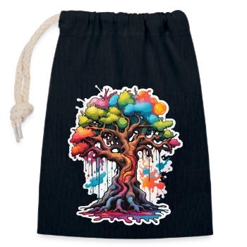 Tree / Nature / Earth / Bark / Roots / Leaves - Closable cotton gift bag (14x20cm) - navy - Front