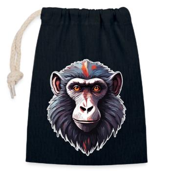 Monkey / Animal / Zoo / Babian / Wild / Comic - Closable cotton gift bag (14x20cm) - navy - Front