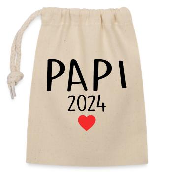 Dad - Daddy-to-be 2024 - Closable cotton gift bag (14x20cm) - nature - Front