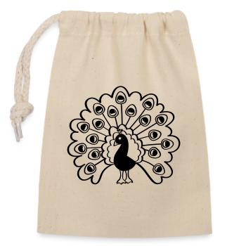 Pfau Illustration, Eleganz, Stolz, Power - Verschließbarer Geschenkbeutel aus Baumwolle (14x20cm) - Natur - Vorne