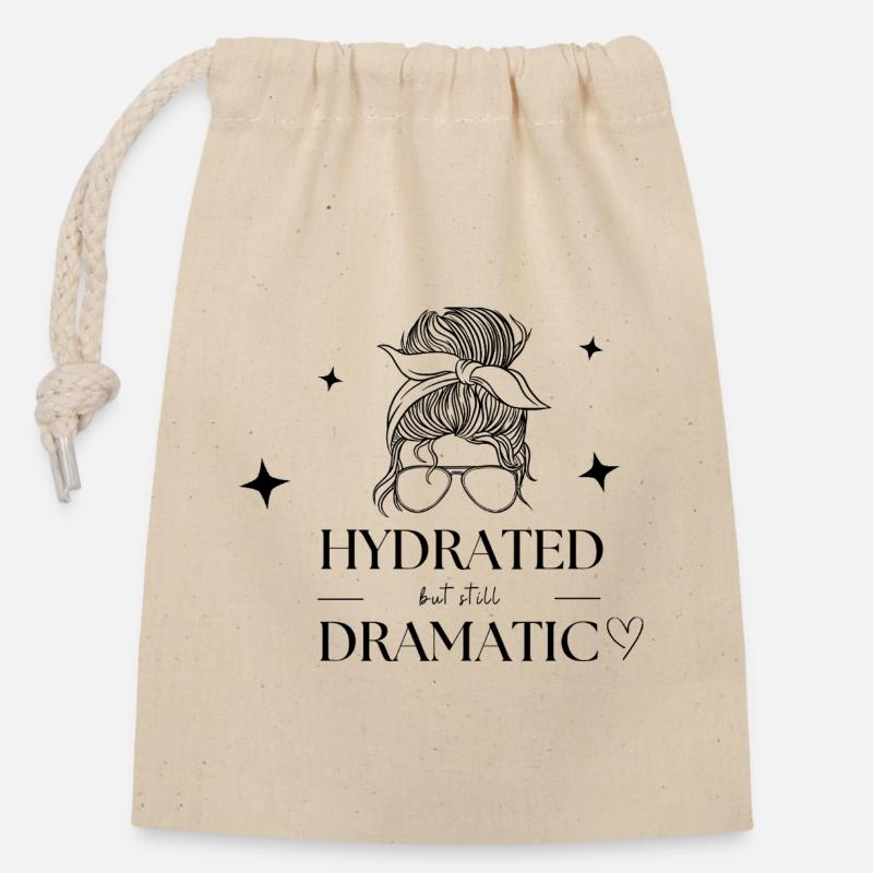 Hydratée mais tout de même dramatique - Sac cadeau en coton avec cordon (14 x 20 cm) - nature