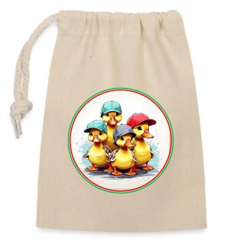 Drôles de canetons avec des casquettes colorées - Sac cadeau en coton avec cordon (14 x 20 cm) - nature - Devant