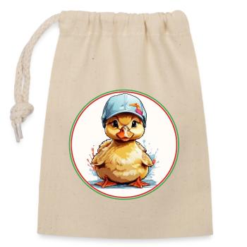Mignon caneton coquin avec casquette - Sac cadeau en coton avec cordon (14 x 20 cm) - nature - Devant